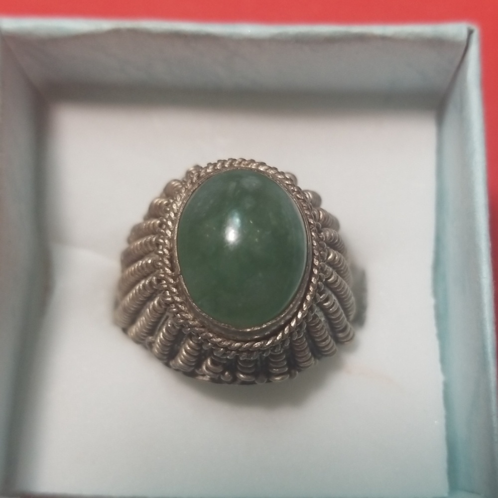 Sterling silver jade ring